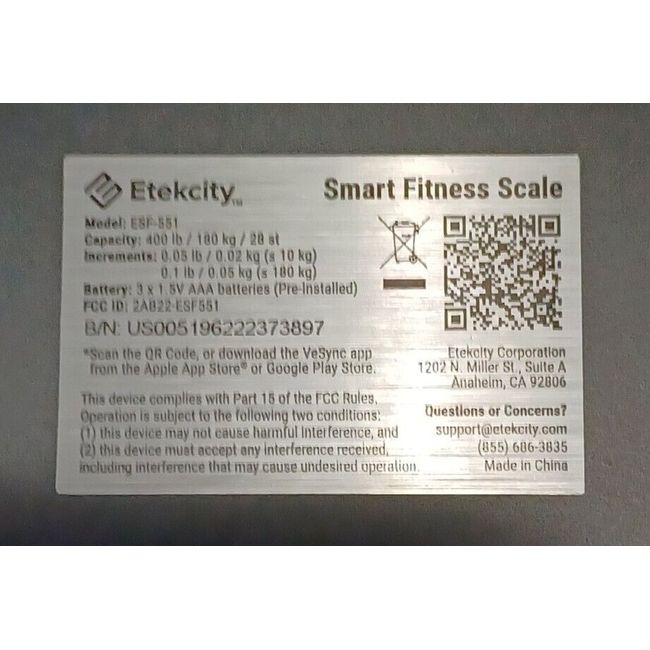 Etekcity ESF-551 Smart Fitness Scale