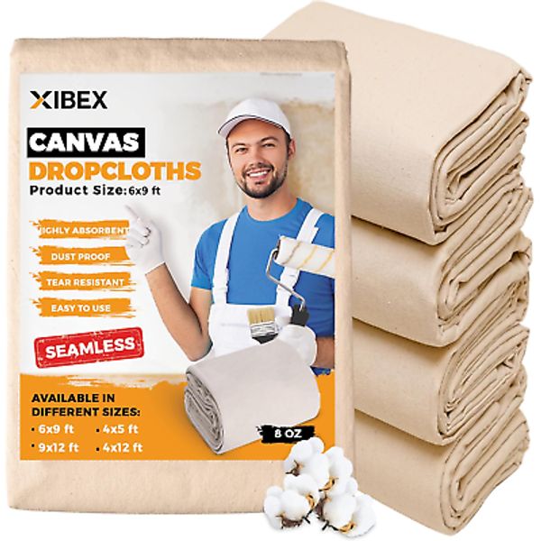 Canvas Drop Cloth for Painting (6X9) Ft with Thick Texture | Sturdy Multi-Purpos