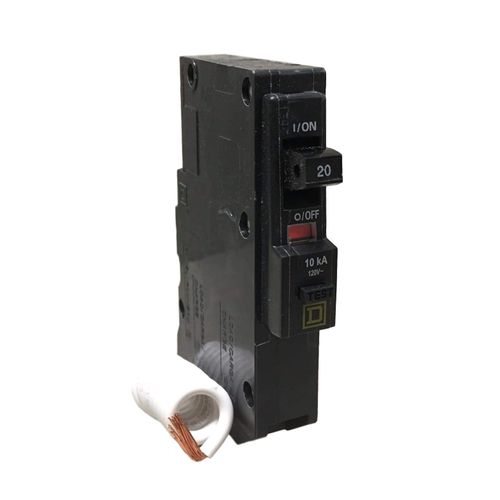 SCHNEIDER ELECTRIC Miniature Circuit Breaker 120-Volt 20-Amp QO120EPD Switch Not Fused 600V 100A View Window, Black