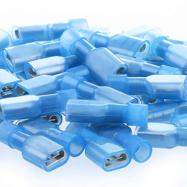 AIRIC Female Spade Connector 16-14 Gauge 100PCS Nylon Fully Insulated Wire Quick Disconnect Terminals Blue