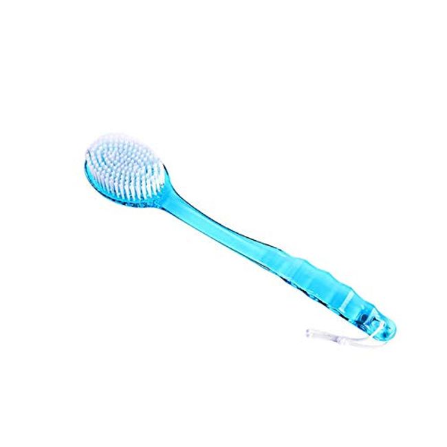 kkhouse Bath Brush Back Body Bath Shower Sponge Scrubber Brushes with Handle Exfoliating Scrub Skin Massager Exfoliation Bathroom Brush (Blue)