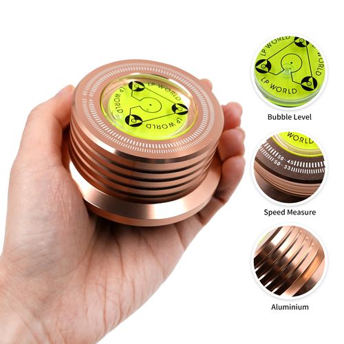 sdroceRyaM 3 in 1 Gold Record Weight Stabilizer, Turntable Disc Record Stabilizer Clamp with Bubble Level for LP Vinyl Record Player