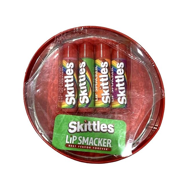 4 Pack Lip Smacker Skittles Lip Balm Taste The Rainbow Lip Collection Gift Tin