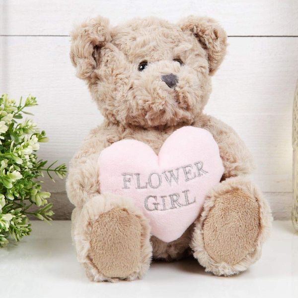 Amore 5017224891814 Thank You Flower Girl Teddy Bear Gift, Brown,Pink,Silver, Medium