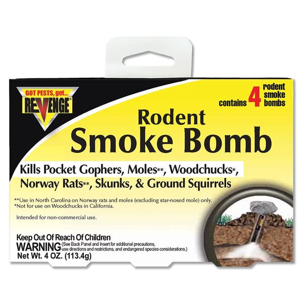 Bonide (BND61110) - Revenge Rodent Smoke Bombs, Mole and Gopher Killer, Poison, Repellent, Trap, Pack of 4