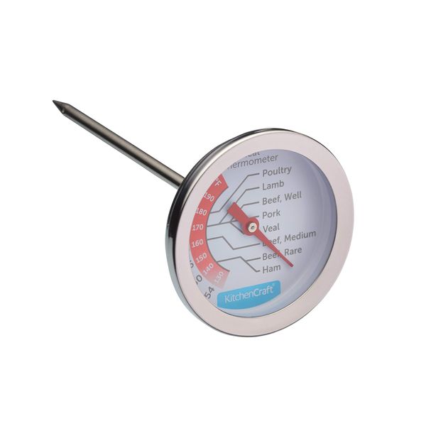 KitchenCraft KCMEATTH Meat Thermometer Probe with Cooking Guide, Stainless Steel, Silver