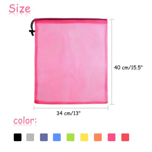 FEPITO 10 Pcs Mesh Drawstring Bag, Laundry Bag, Mesh Stuff Sack, Golf Ball Bag, Nylon Mesh Bag for Storage, Travel and Sports (Colorful 10pcs, 34cm*40cm/13"x15")