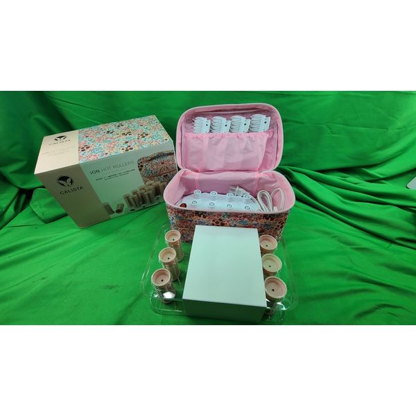 Calista Tools Ion Hot Rollers 12 - 1" Short 1.25" Medium Clips Stand Case Pink