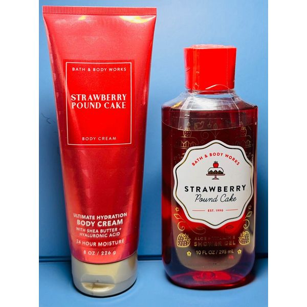 $$$AVE ~ STRAWBERRY POUND CAKE ~ 2PC GIFT SET ~ Bath & Body Works ~ SHIPS FREE!