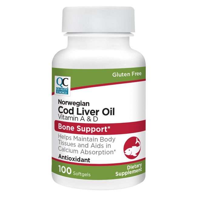 Quality Choice Norwegian Cod Liver Oil Softgels, 100 Count - Pack of 1