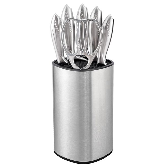 Rhyme Yin Knife Block, Stainless Steel Knife Stand, Popular for 13 Pieces, Knife Stand, Kitchen Shears, Sharpener Holder, Chinese Knife Storage, Safe, Won't Fall Down, Large Capacity, Includes Ventilation Holes, Storage, Antibacterial, Removable, Cleanabl