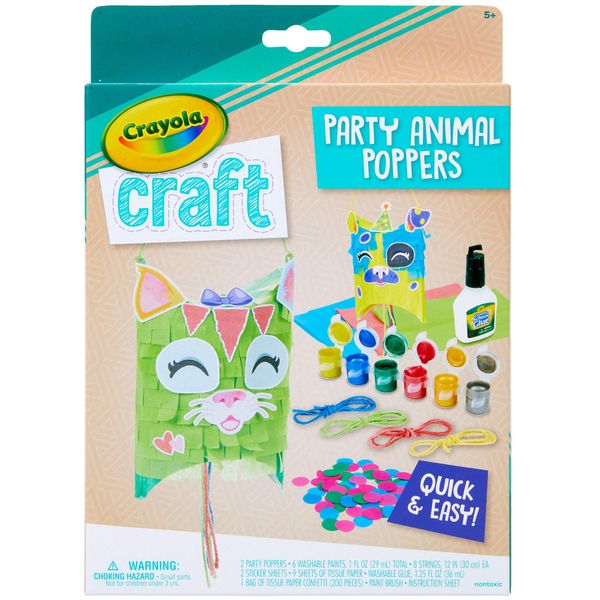 Crayola Craft Confetti Party Poppers, Animal Craft for Kids, Gift for Kids, Ages 5, 6, 7, 8, Multi