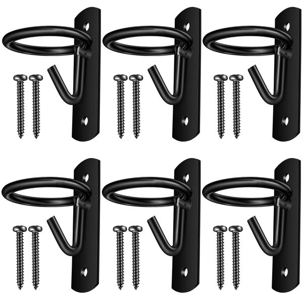Dunzy 6 Pcs Bucket Hooks for Horses Equestrian Bucket Hook Metal Water Bucket Hangers Horse Stalls Feed Bucket Barn Farmhouse Supplies (Black)