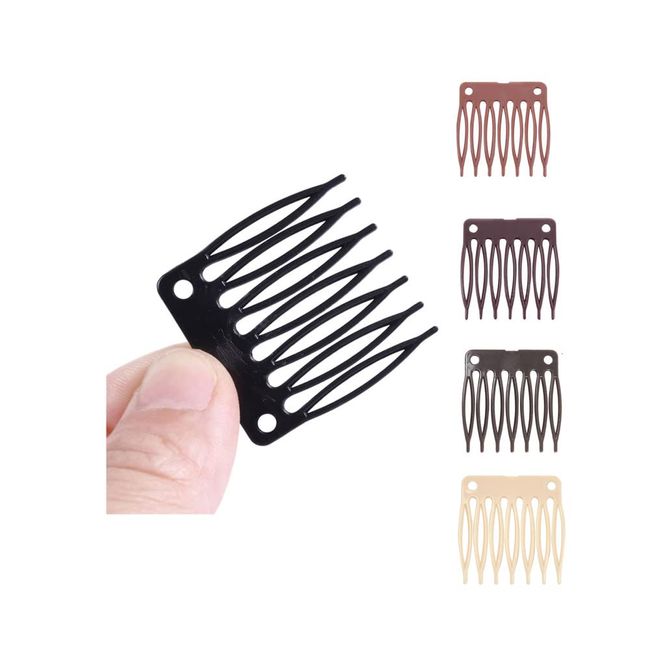 50pcs/Lot Hair Comb Slides Plastic Wig Clips for Wig Cap Wig Combs for Making Wigs 7-teeth Hair Clips (Black)