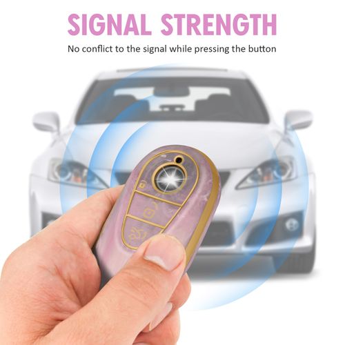 WORCAS for Mercedes Benz Key fob Cover case,Soft TPU Key Fob Cover Case Compatible with Mercedes(New) Benz S-Class G-Class E-Class(Peach Pattern)