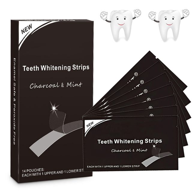 IZyufan White Stripes, 14 Pcs Bleaching Stripes Zahnaufhellung-Streifen, Zahnbleaching Stripes für Weiße Zähne, gelbe Zähne, Rauchflecken, Alle Zähne Flecken Schnell Entfernen