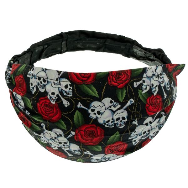 Black Roses and Skulls Headband