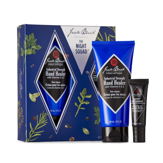 Jack Black The Night Squad Gift Set for Men & Women – Industrial Strength Hand Healer & NightMode Lip Treatment – Hand Cream for Dry Hands & Overnight Lip Hydration for Chapped Lips (Pack of 2)