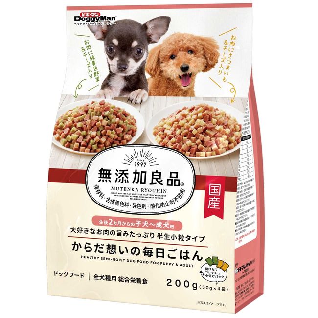 Doggyman Additive-Free Daily Meal for Puppies and Adult Dogs, 7.1 oz (200 g) (50 g x 4 Bags)