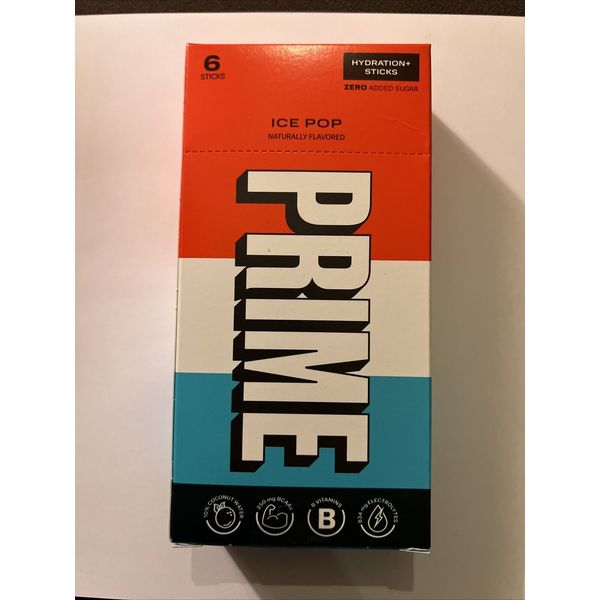 Prime Hydration+ Powder Drink Mix 6 Sticks Ice Pop Flavor Logan Paul KSI