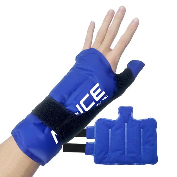 Thumb Wrist Ice Pack Wrap for Pain Relief, Adjustable Soft Gel Cold Pack for Thumb Wrist Reusable Hot Cold Therapy for Carpal Tunnel, Injuries, Arthritis, Tendonitis, Tenosynovitis, (Blue1)