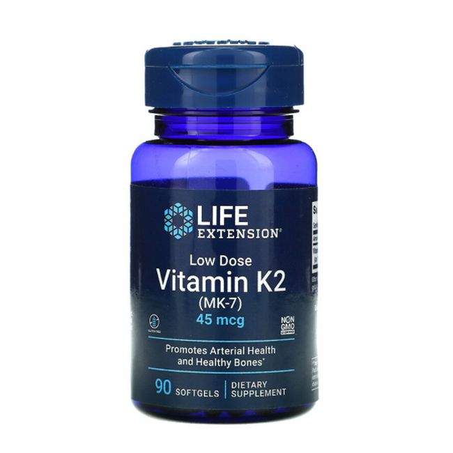 Life Extension Low-Dose Vitamin K2 (MK-7) 45mcg Softgels 90 Tablets Containing Transmetaquinone 7