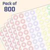 800 Pack, Hole Punch Reinforcement Paper Ring Labels Stickers - 5 Colours