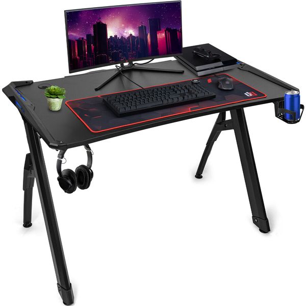 Deco Gear Gaming Desk 47" LED Waterproof PC Laptop Computer Table Workstation