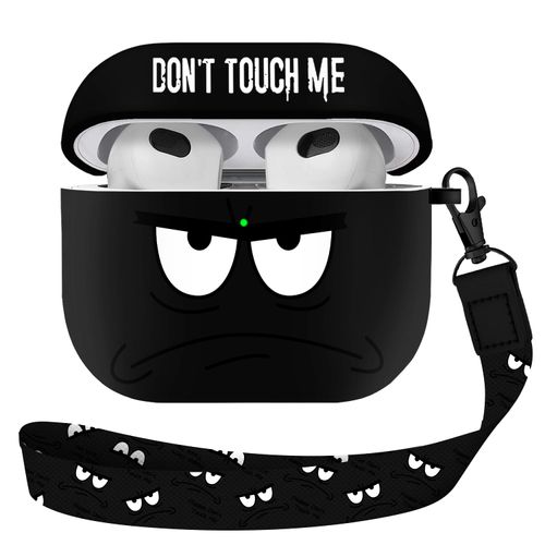 Youtec for Airpods 3rd Generation Case,Don't Touch Me Cool Cover with Lanyard Big Eyes Cute Cartoon for Airpods 3rd Generation Case,Soft Shockproof Cover for Women Men-Grey