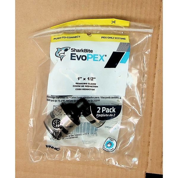 SharkBite EvoPEX 1  x 1/2 " Reducing Elbow Part # K277WP2 - 2-Pack