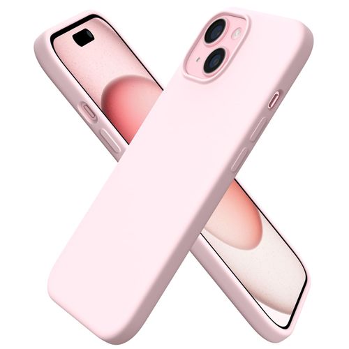 ORNARTO Compatible with iPhone 15 Case 6.1", Slim Liquid Silicone 3 Layers Full Covered Soft Gel Rubber 15 iPhone Case Cover 6.1 inch-Pink