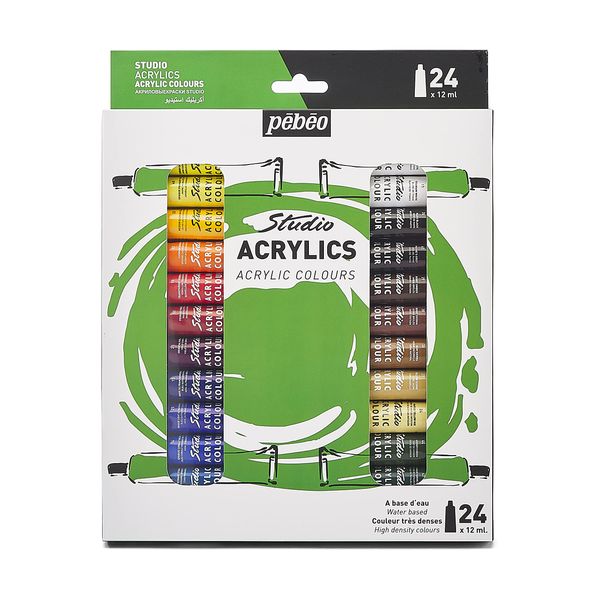 Pebeo – Studio Acrylics - Acrylic Paint Set for Professional Artists and Hobby Painters – 24 colours, 12 ml