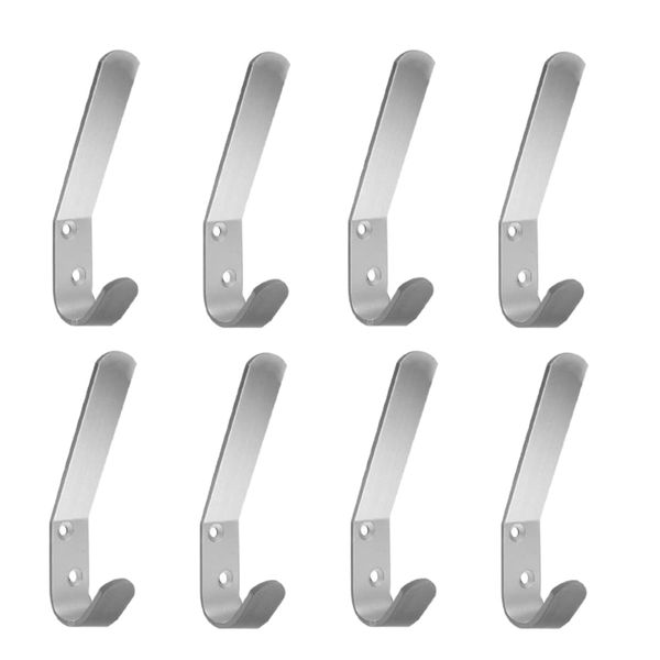 Aluminum Double Hat and Coat Hanger Hooks Coat Dress Robe & Bath Towel Hook for Bathroom Bedroom Kitchen Office Door Hooks with Fixing Screws Pack of 10.