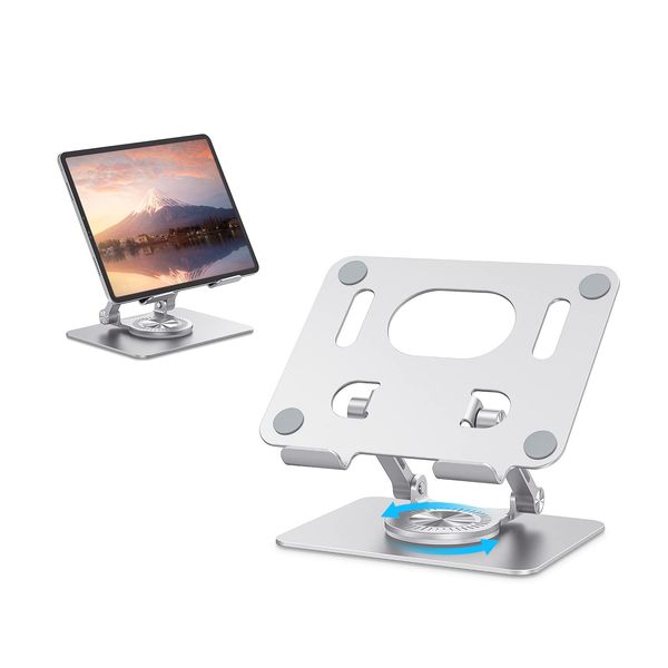 Topesel Tablet Stand, 360 Degree Rotation, Folding Type, Adjustable Height, Angle Adjustable, Tablet Stand, Vertical and Horizontal Tablet Holder, Convenient Storage, Tablet Stand, Tablet, Convenient