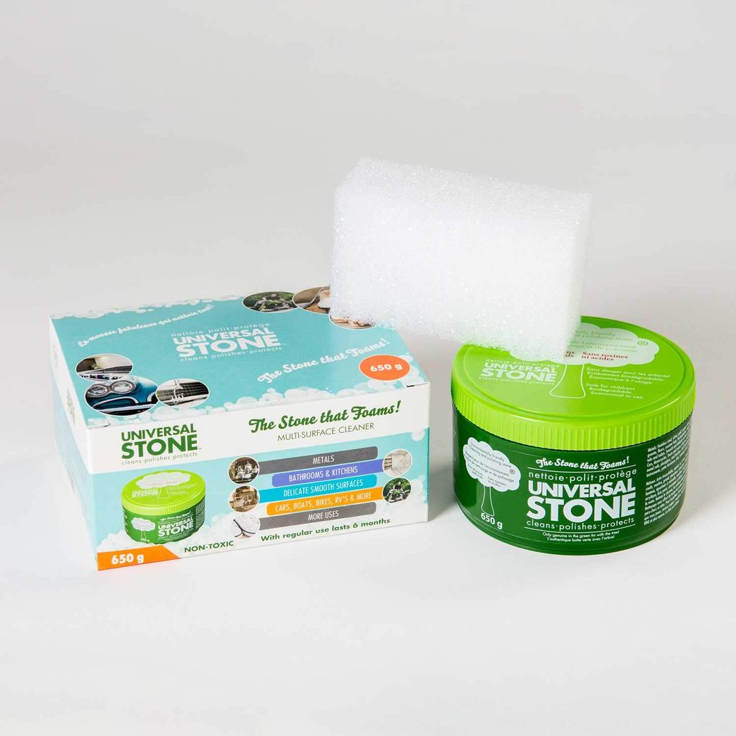 Universal Stone - The All-Purpose Stone That Foams, Cleans, Polishes and  Protects. Sponge Included. Eco Friendly and Biodegradable (650g)