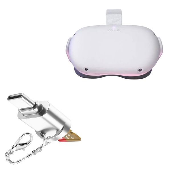 BoxWave Adapter Compatible with Oculus Quest 2 - Micro SD Card miniReader, USB Type-C OTG Reader USB3.0 Adapter Keychain - Metallic Silver
