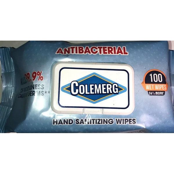 Colemerg Hand Sanitizing Wipes Kills 99.9% 1 ea 100 ct Pk New Ships N 24 Hours