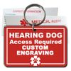 My Identity Doctor Hearing Dog ID Tag Custom Engraved Rectangle Plastic -Red - Medium