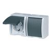 REV AquaForm Double Socket, Wet Room Socket, IP44, 1-Pole, Surface-Mounted, Grey