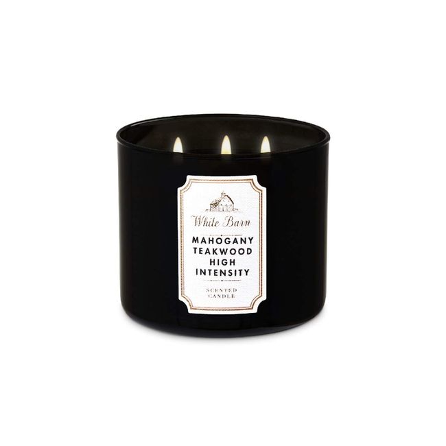 Bath & Body Works White Barn 3-Wick Candle in Mahogany Teakwood High  Intensity, Scented