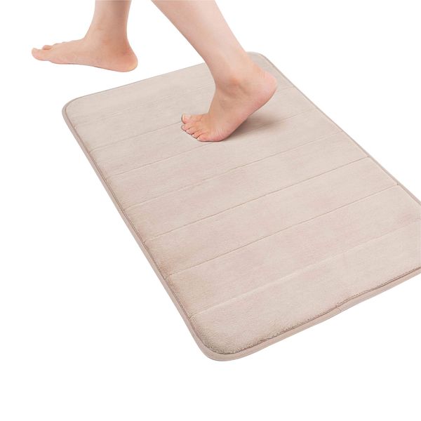 Bath Mat, Quick Drying, Bath Mat, Water Absorption, Foot Wipe Mat, Washable, Memory Foam Coral Velvet, Fluffy, Anti-slip Mat, Odor-Resistant, Antibacterial, Thick, Stylish, Scandinavian 19.7 x 31.5