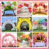 Metal Round Backdrop Stand Balloon Arch Kit - 6.56ft(2m) Golden Circle Backdr...