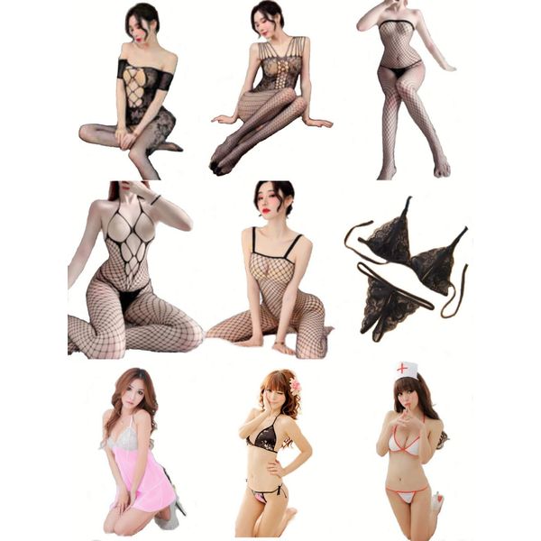 Zakya Extreme 9-Piece Set, Body Stockings, Sexy Lingerie, Fishnet Tights, Perforated Open Crotch Lingerie, Perforated Shorts, Micro Bikini, Full Body Tights, Cosplay, Sexy