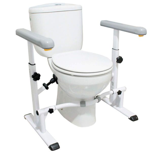 KMINA - Toilet Frames for the Elderly, Toilet Frame with Handles, Toilet Safety Rails, Bathroom Safety Frame, Adjustable Grab Bar, Stand Alone Toilet Rail, Bariatric Toilet Frame, Easy Installation.