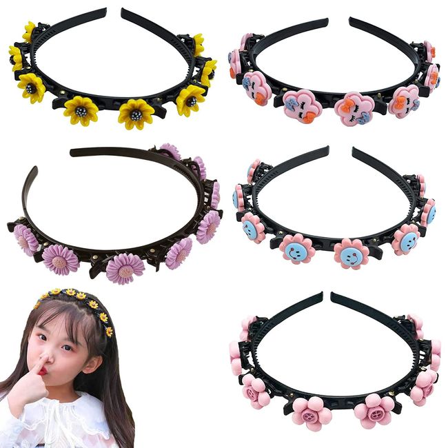 Guanyj Mädchen Haarreifen 5 Stück Haarreifen mit Klammern Hairstyle Hairpin Prinzessin Haarclips Twist Clip Stirnband Mädchen Haarschmuck Perfekt für Mädchenpartys, Hochzeiten, Festivals