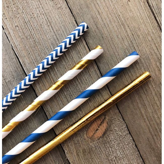 Solid Paper Straws: Blue