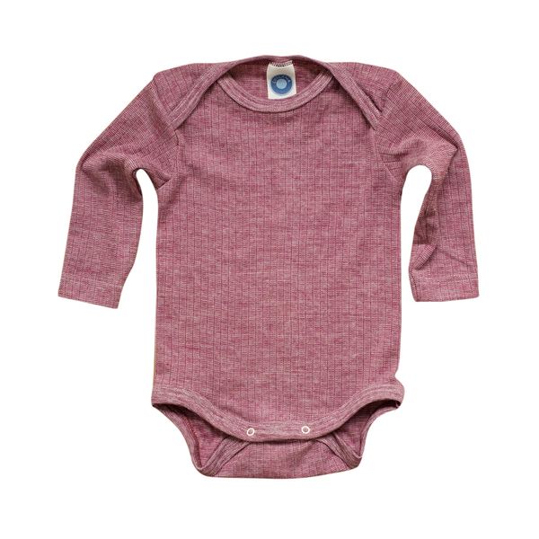 Cosilana, Baby Body Langarm, KBA Baumwolle, kbT Wolle, Seide (Weinrot Meliert, 62-68)