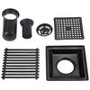 10 x 10 cm Square Shower Drain with Removable Grid, Black