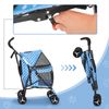 4 Wheels Foldable Pet Stroller Breathable Dog Stroller w/Storage Basket&Skylight
