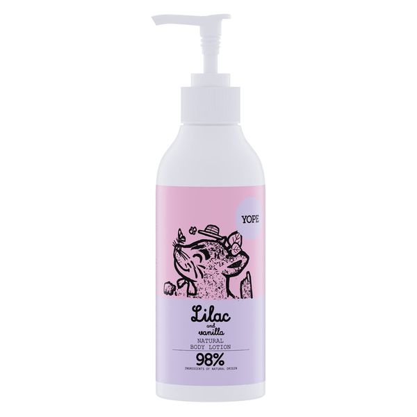 YOPE Natural Body Lotion | Vanilla Extract | Lilac Hydrolate |Manoi and Almond Oil | Shea Butter | Dry Skin | Mositursing | 98% Natural ingredients | Lilac and Vanila 300ml